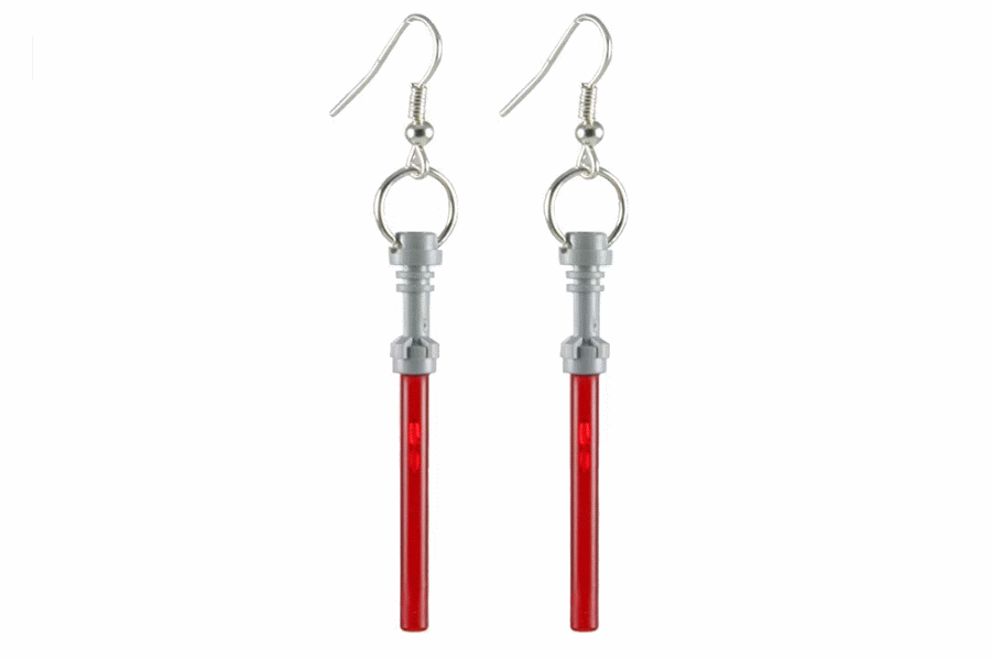 lego star wars lightsaber earrings red