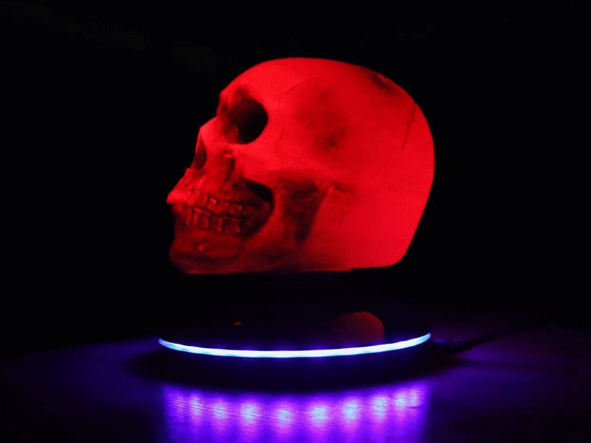 levitating glowing skull night light