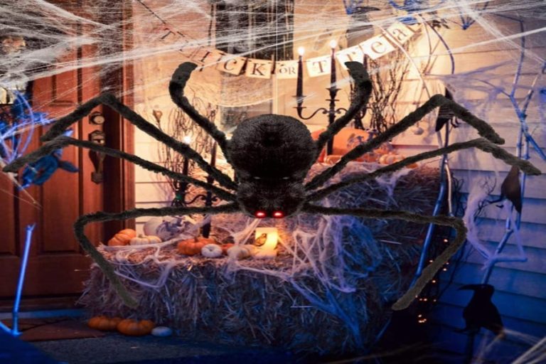 Giant Halloween Spider Decorations with LED Eyes and Scary Sounds ...