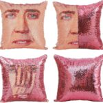 Nicholas Cage Sequin Pillow – Pink