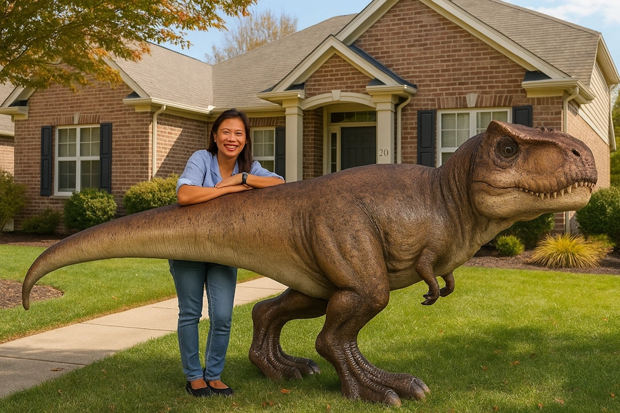 T rex with person